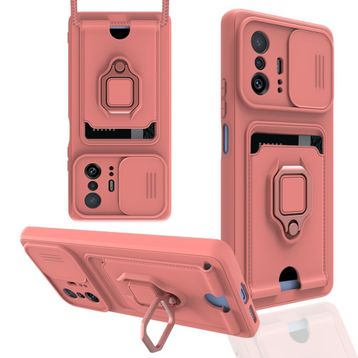 Xiaomi Mi 11T Pro Zuma Kartvizitli Yüzüklü Silikon Pembe Kılıf