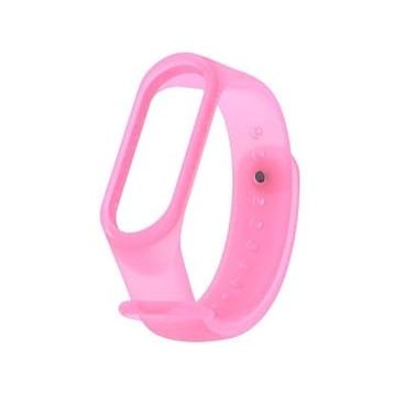 Xiaomi Mi Band 3 ve Mi Band 4 Saydam Pembe Yedek Silikon Bileklik