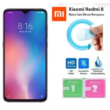 Xiaomi Redmi 8 Zore Nano Ekran Koruyucu Uyumlu Kırılmaz Cam