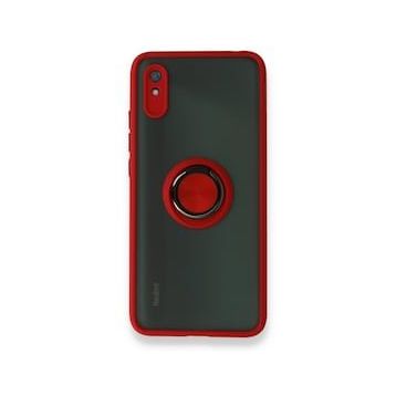 Xiaomi Redmi 9A Montreal Yüzüklü Silikon Kapak Kırmızı Kılıf