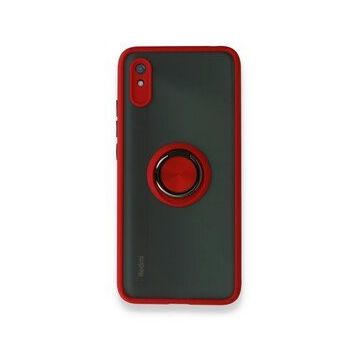 Xiaomi Redmi 9A Montreal Yüzüklü Silikon Kapak Kırmızı Kılıf