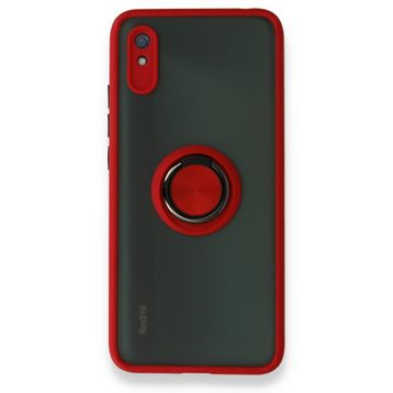 Xiaomi Redmi 9A Montreal Yüzüklü Silikon Kapak Kırmızı Kılıf