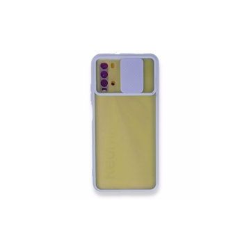 Xiaomi Redmi 9T Palm Buzlu Kamera Sürgülü Silikon - Lila Cep Telefonu Kılıfı