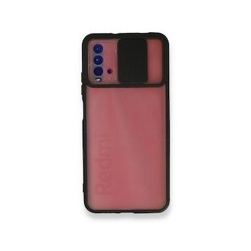 Xiaomi Redmi 9T Palm Buzlu Kamera Sürgülü Silikon - Siyah Cep Telefonu Kılıfı