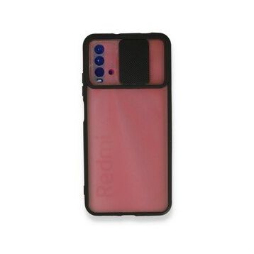 Xiaomi Redmi 9T Palm Buzlu Kamera Sürgülü Silikon - Siyah Cep Telefonu Kılıfı