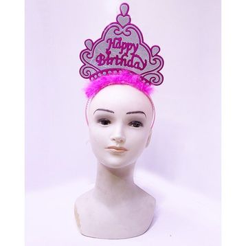 Xnews Happy Birthday Neon Pembe Renk 24x15 cm Doğum Günü Tacı