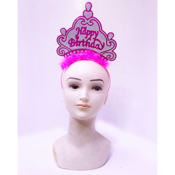 Xnews Happy Birthday Neon Pembe Renk 24x15 cm Doğum Günü Tacı