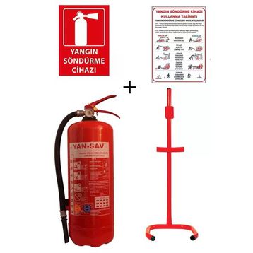 Yan-Sav 6 kg Yangın Tüpü, Yangın Tüpü Kullanım Talimatı, Yangın Tüpü Levhası, Ve C Tipi Sehpa