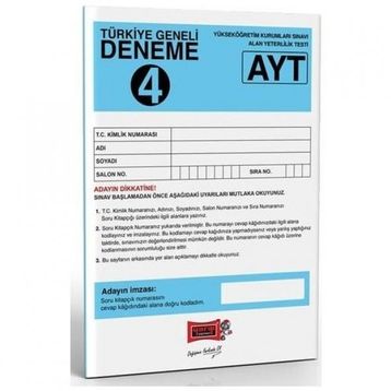 Yargı Yayınları AYT Türkiye Geneli Deneme Sınavı 4