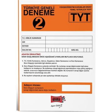 Yargı Yayınları TYT Türkiye Geneli Deneme Sınavı 2