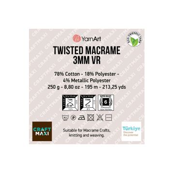 Yarnart 920 Twisted Macrame VR 3 mm El Örgü İpi