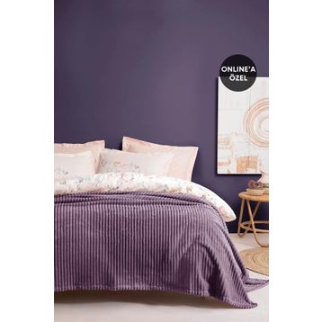 Yataş Bedding Holly Wellsoft Kül Moru Tek Kişilik Battaniye Seti