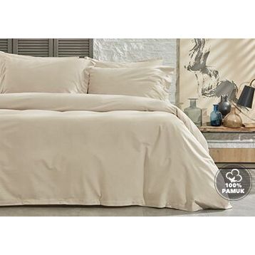 Yataş Bedding Plain Ranforce Bej Çift Kişilik Nevresim Takım
