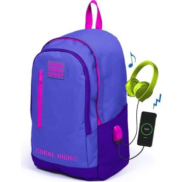 Yaygan Çanta Coral High 23234 Lavanta Mor Sport Üç Bölmeli Usb Şarjlı Kulaklık Çıkışlı Sırt Çantası