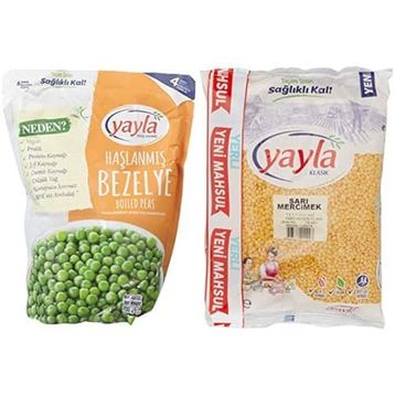Yayla Haşlanmış Bezelye 700 gr + 1 kg Sarı Mercimek