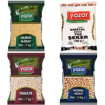 Yazar 1 kg Fasulye + 1 kg Toz Şeker + 1 kg Nohut + 1 kg Aşurelik Buğday
