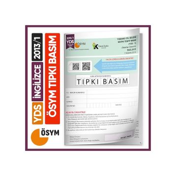 YDS 2013/1 Osym Tıpkı Basım Çıkmış Soru Türkiye Geneli Deneme Kitapçığı - Kara Kutu Yayınları