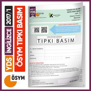 YDS 2017/1 ÖSYM Tıpkı Basım Çıkmış Soru Türkiye Geneli Deneme Kitapçığı - Kara Kutu Yayınları
