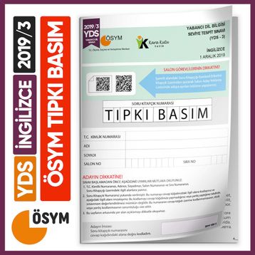 YDS 2019/3 ÖSYM Tıpkı Basım Çıkmış Soru Türkiye Geneli Deneme Kitapçığı - Kara Kutu Yayınları