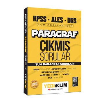 Yediiklim Yayınları - 2024 KPSS ALES DGS Paragraf Konularına Göre Tamamı Çözümlü Çıkmış Sorular