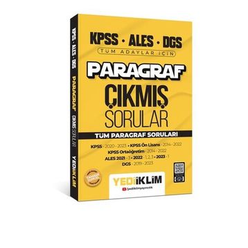 Yediiklim Yayınları - 2024 KPSS ALES DGS Paragraf Konularına Göre Tamamı Çözümlü Çıkmış Sorular