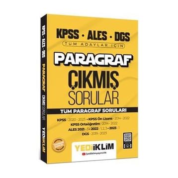 Yediiklim Yayınları - 2024 KPSS ALES DGS Paragraf Konularına Göre Tamamı Çözümlü Çıkmış Sorular