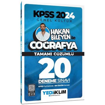 Yediiklim Yayınları - 2024 KPSS Genel Kültür Hakan Bileyen ile Coğrafya Tamamı Çözümlü 20 Deneme