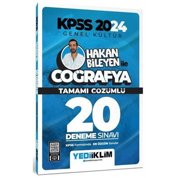 Yediiklim Yayınları - 2024 KPSS Genel Kültür Hakan Bileyen ile Coğrafya Tamamı Çözümlü 20 Deneme