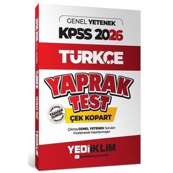 Yediiklim Yayınları 2026 KPSS Genel Yetenek Türkçe Çek Kopart Yaprak Test