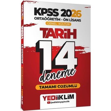 Yediiklim Yayınları 2026 KPSS Ortaöğretim Ön Lisans Genel Kültür Tarih Tamamı Çözümlü 14 Deneme