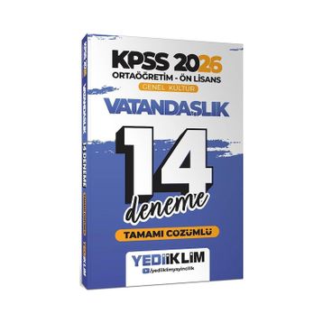 Yediiklim Yayınları 2026 KPSS Ortaöğretim Ön Lisans Genel Kültür Vatandaşlık Tamamı Çözümlü 14 Deneme