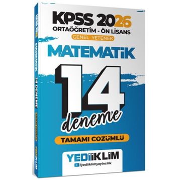 Yediiklim Yayınları 2026 KPSS Ortaöğretim Ön Lisans Genel Yetenek Matematik Tamamı Çözümlü 14 Deneme