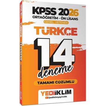 Yediiklim Yayınları 2026 KPSS Ortaöğretim Ön Lisans Genel Yetenek Türkçe Tamamı Çözümlü 14 Deneme