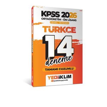 Yediiklim Yayınları 2026 KPSS Ortaöğretim Ön Lisans Genel Yetenek Türkçe Tamamı Çözümlü 14 Deneme
