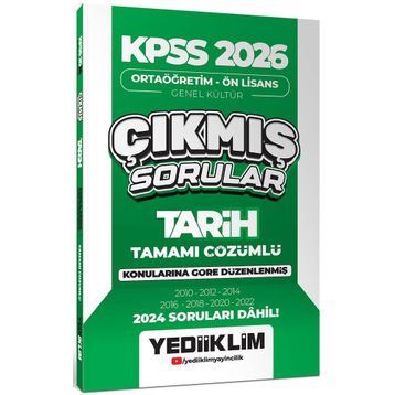 Yediiklim Yayınları 2026 KPSS Ortaöğretim Önlisans Tarih Konularına Göre Çıkmış Sorular