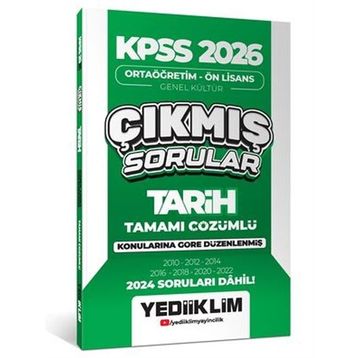 Yediiklim Yayınları 2026 KPSS Ortaöğretim Önlisans Tarih Konularına Göre Çıkmış Sorular