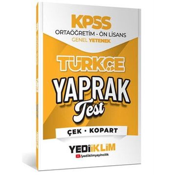 Yediiklim Yayınları 2026 KPSS Ortaöğretim Önlisans Türkçe Çek Kopart Yaprak Test