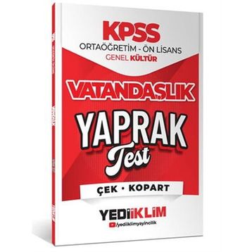 Yediiklim Yayınları 2026 KPSS Ortaöğretim Önlisans Vatandaşlık Çek Kopart Yaprak Test