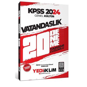 Yediiklim Yayınları - Kpss 2024 Genel Kültür Vatandaşlık Tamamı Video Çözümlü 18 Deneme Sınavı