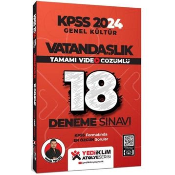 Yediiklim Yayınları - Kpss 2024 Genel Kültür Vatandaşlık Tamamı Video Çözümlü 18 Deneme Sınavı