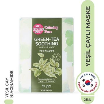 Ye:pre Green Tea Soothing Ampoule Mask Yeşil Çay Özlü Sebum Dengeleyici Nemlendirici Kore 23 ml Yüz Maskesi
