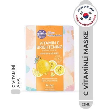 Ye:pre Vitamin C Brightening Ampoule Mask Kore 23 ml C Vitamini ve Glikolik Asit Canlandırıcı Yüz Maskesi