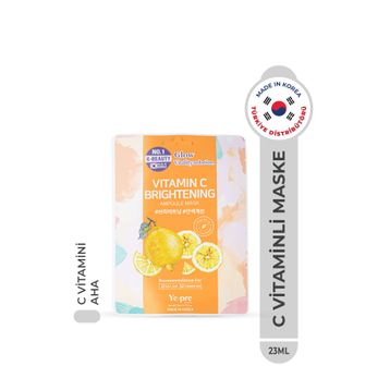 Ye:pre Vitamin C Brightening Ampoule Mask Kore 23 ml C Vitamini ve Glikolik Asit Canlandırıcı Yüz Maskesi