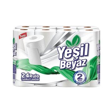 Yeşil Beyaz Çift Katlı 24'lü Tuvalet Kağıdı