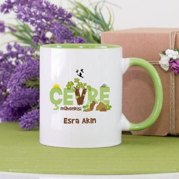 Yeşil Renkli Çevre Mühendisi Kupa Bardak