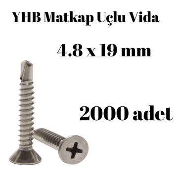 Yhb 4,8x19 mm 2000'li Paket Matkap Uçlu Vida