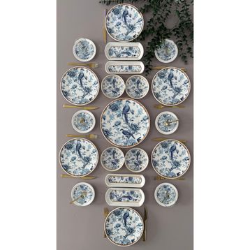 Yiğit Seramik Blue Kitchen Model 21 Parça 6 Kişilik Kaseli Modern Kahvaltı Brunch Takımı