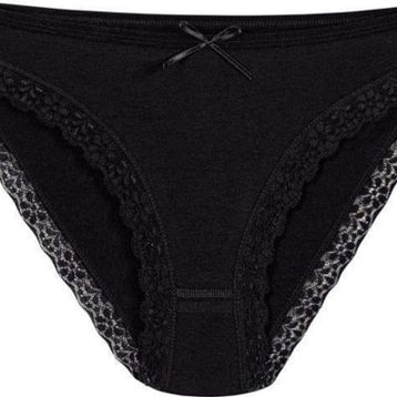 Yıldız 3791 Siyah 12 Adet Kadın Likralı Dantelli Bikini Külot