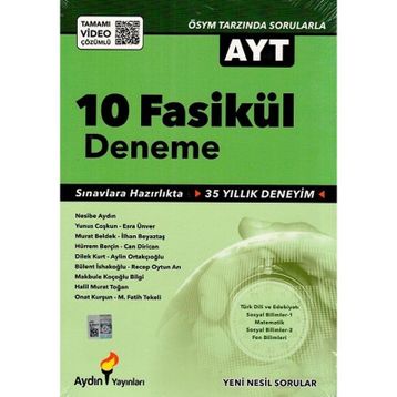 Yks Ayt 10 Fasikül Deneme Aydın Yayınları