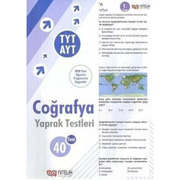 YKS TYT AYT Coğrafya Yaprak Test - Nitelik Yayınları